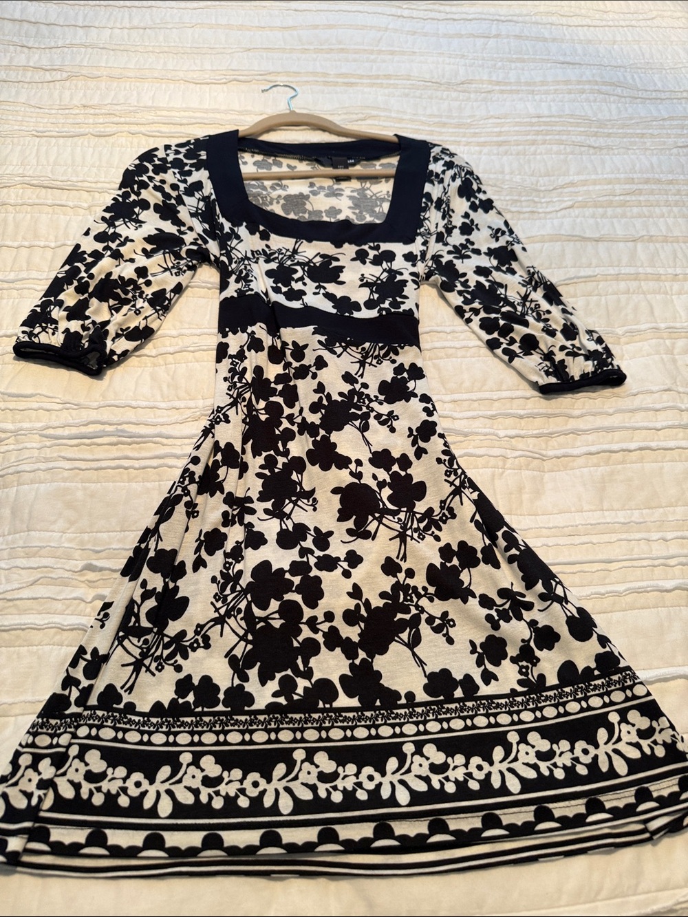 H&M Black and White Floral Midi Dress